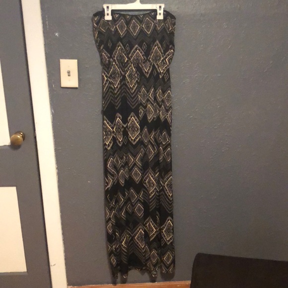 Strapless Black and Tan maxi dress - Picture 2 of 4